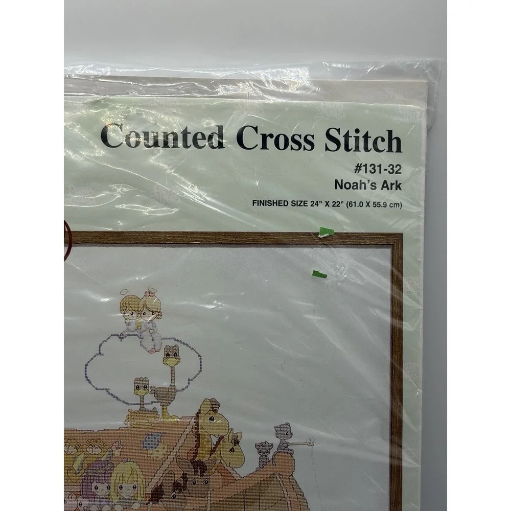 vintage Cross Stitch Precious Moments Noah's Ark 131-32 Finished Size 24 x 22